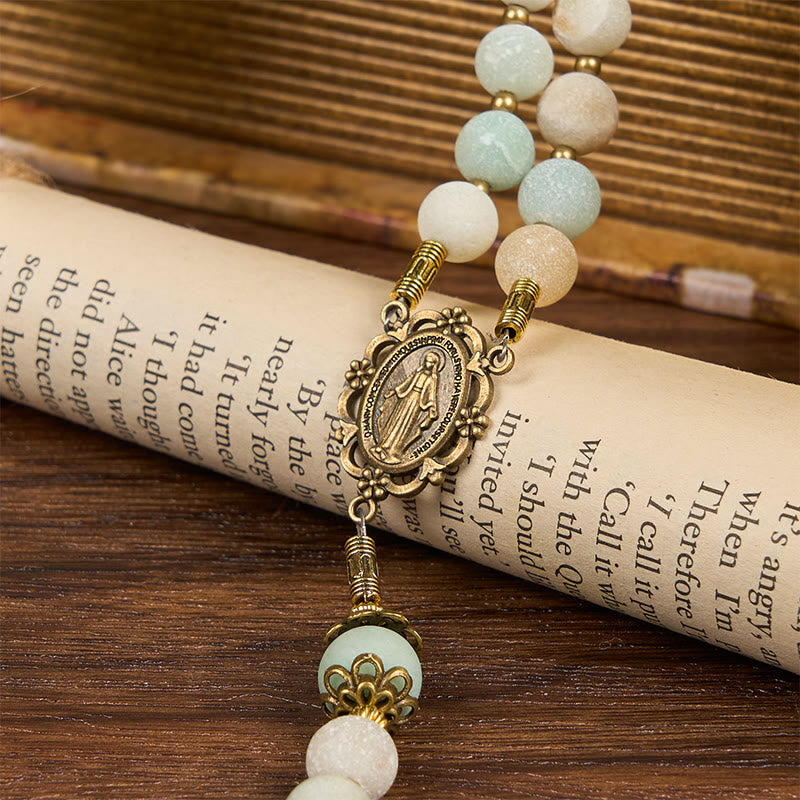 christiandiscipleshop Handmade 8mm Matte Amazonite Rosary - A Timeless Piece of Devotion