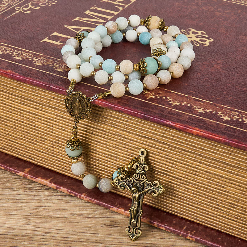 christiandiscipleshop Handmade 8mm Matte Amazonite Rosary - A Timeless Piece of Devotion