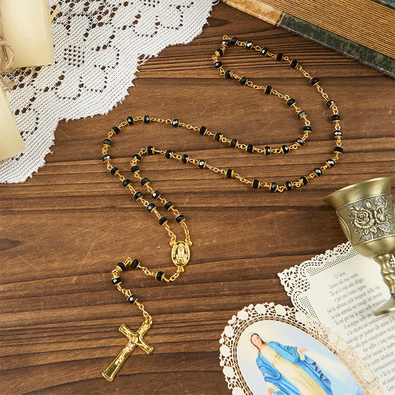 Christiandiscipleshop Our Lady of Fatima & Crucifix of 6mm Crystal Prayer Beads Rosary