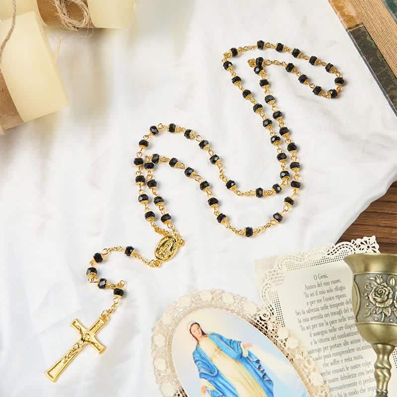 Christiandiscipleshop Our Lady of Fatima & Crucifix of 6mm Crystal Prayer Beads Rosary