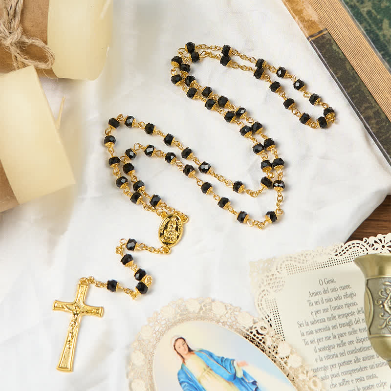 Christiandiscipleshop Our Lady of Fatima & Crucifix of 6mm Crystal Prayer Beads Rosary