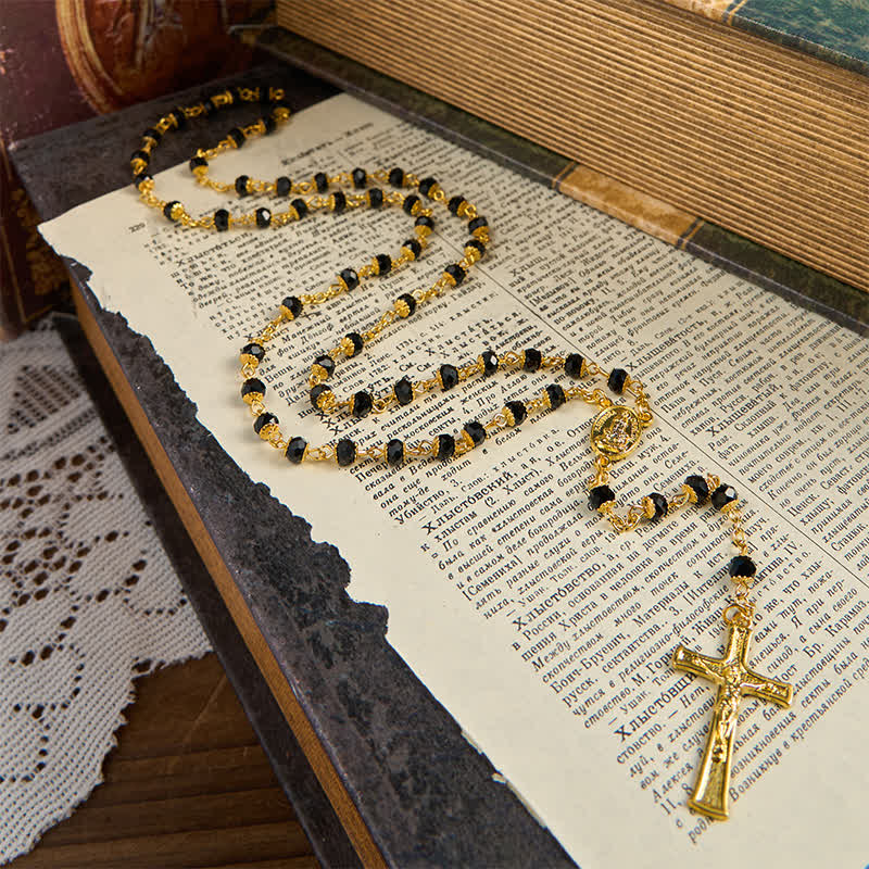 Christiandiscipleshop Our Lady of Fatima & Crucifix of 6mm Crystal Prayer Beads Rosary