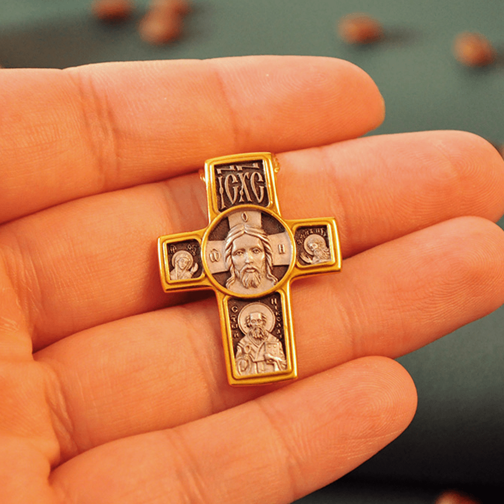 christiandiscipleshop Two-Sided Gold-Tone Jesus&Saint Icon with St. Micheal Pendant Necklace