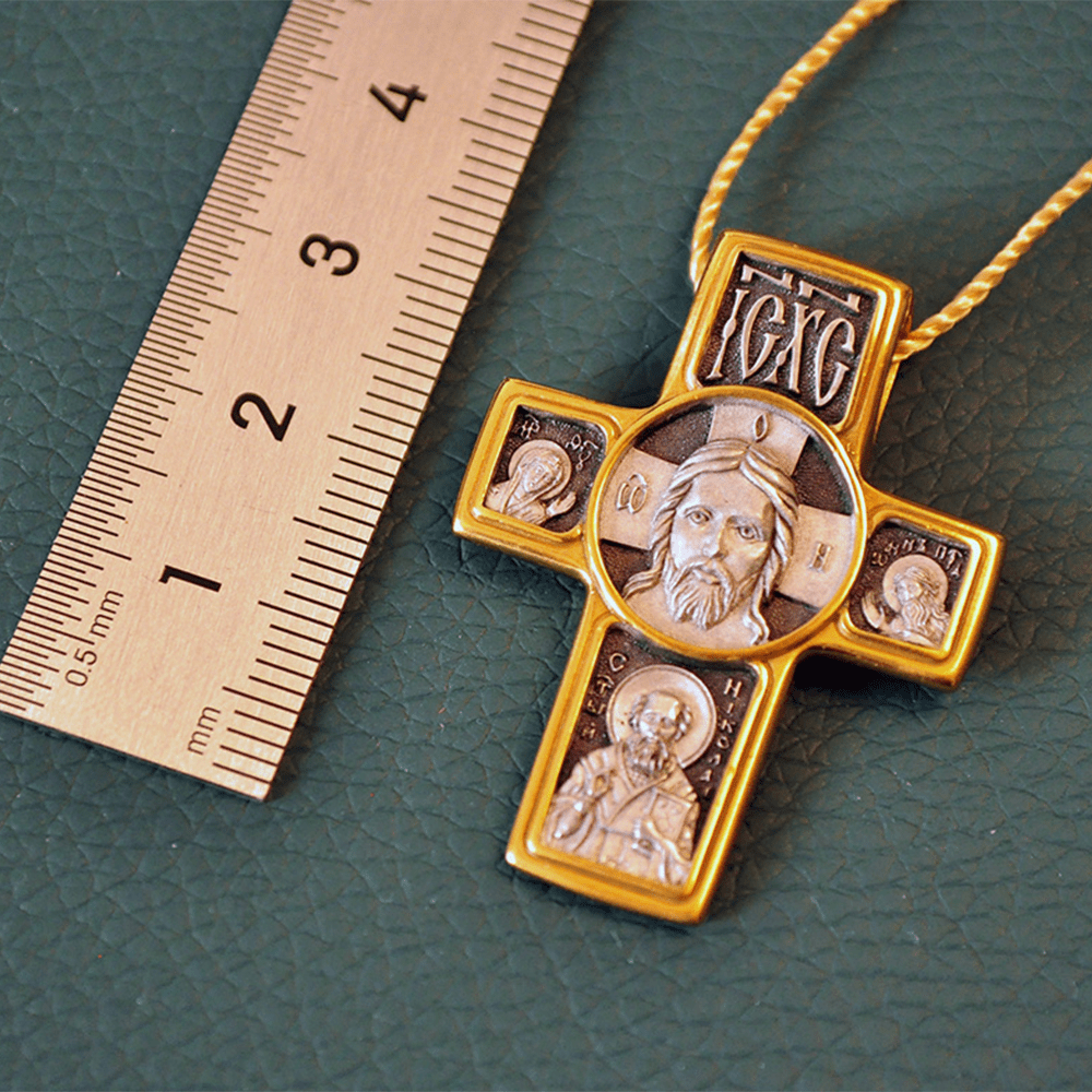 christiandiscipleshop Two-Sided Gold-Tone Jesus&Saint Icon with St. Micheal Pendant Necklace