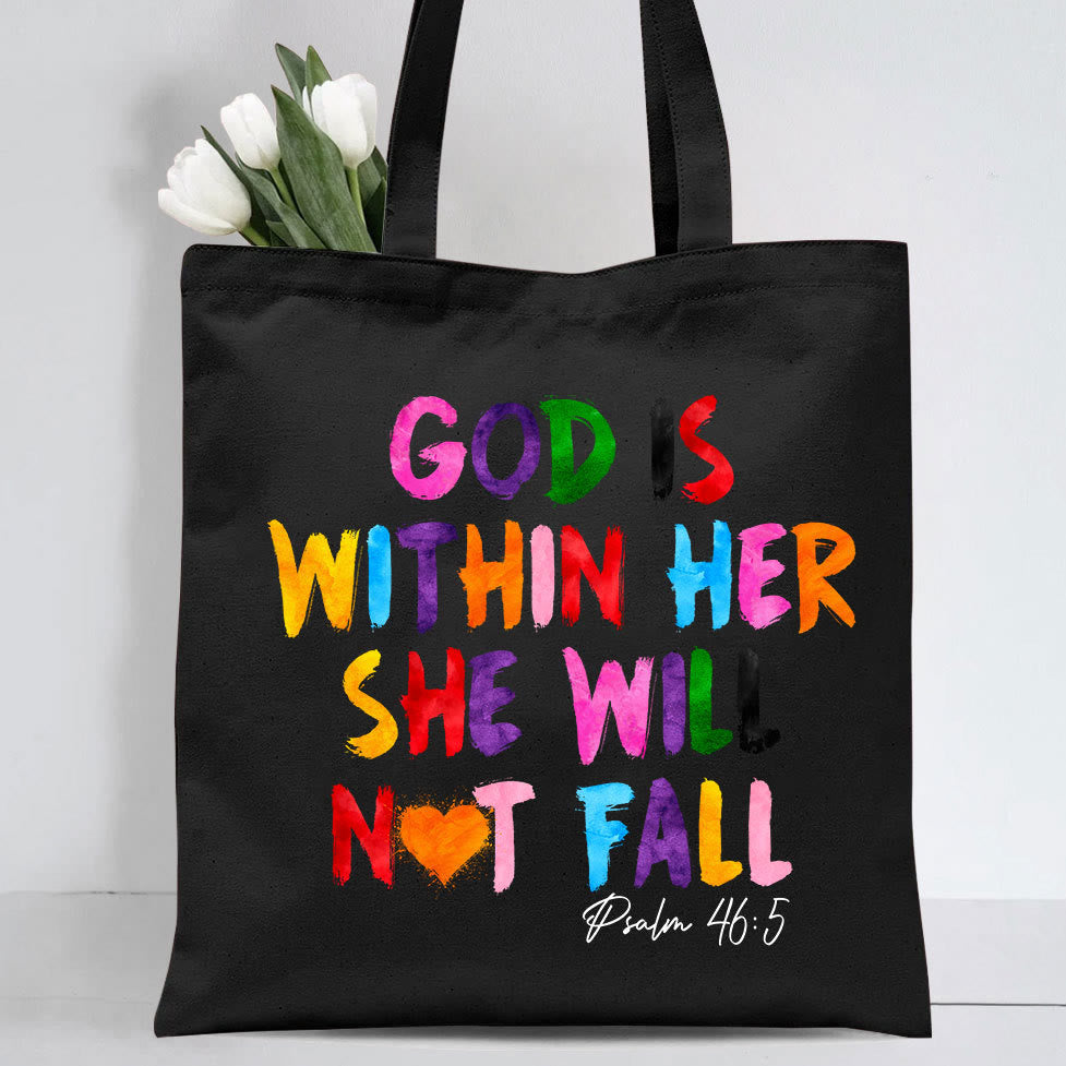 Christiandiscipleshop God Is Within Her Christian Canvas Tote Bag
