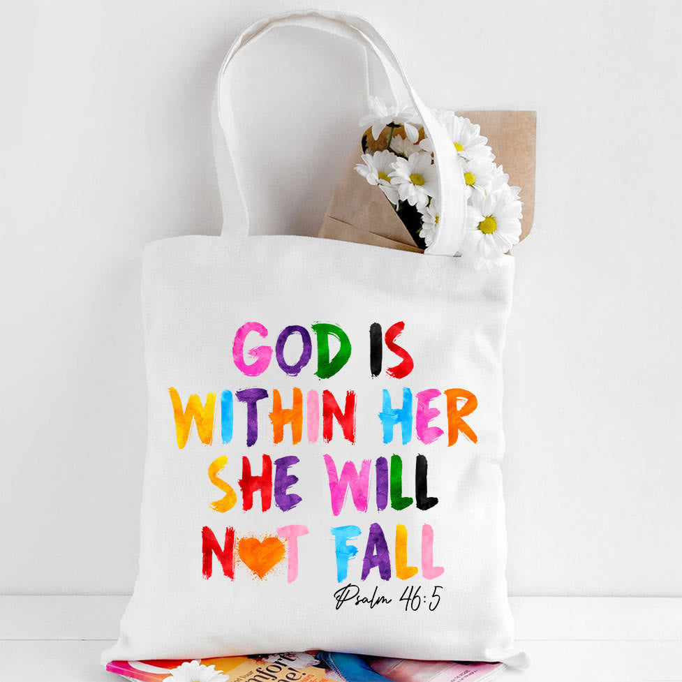 Christiandiscipleshop God Is Within Her Christian Canvas Tote Bag
