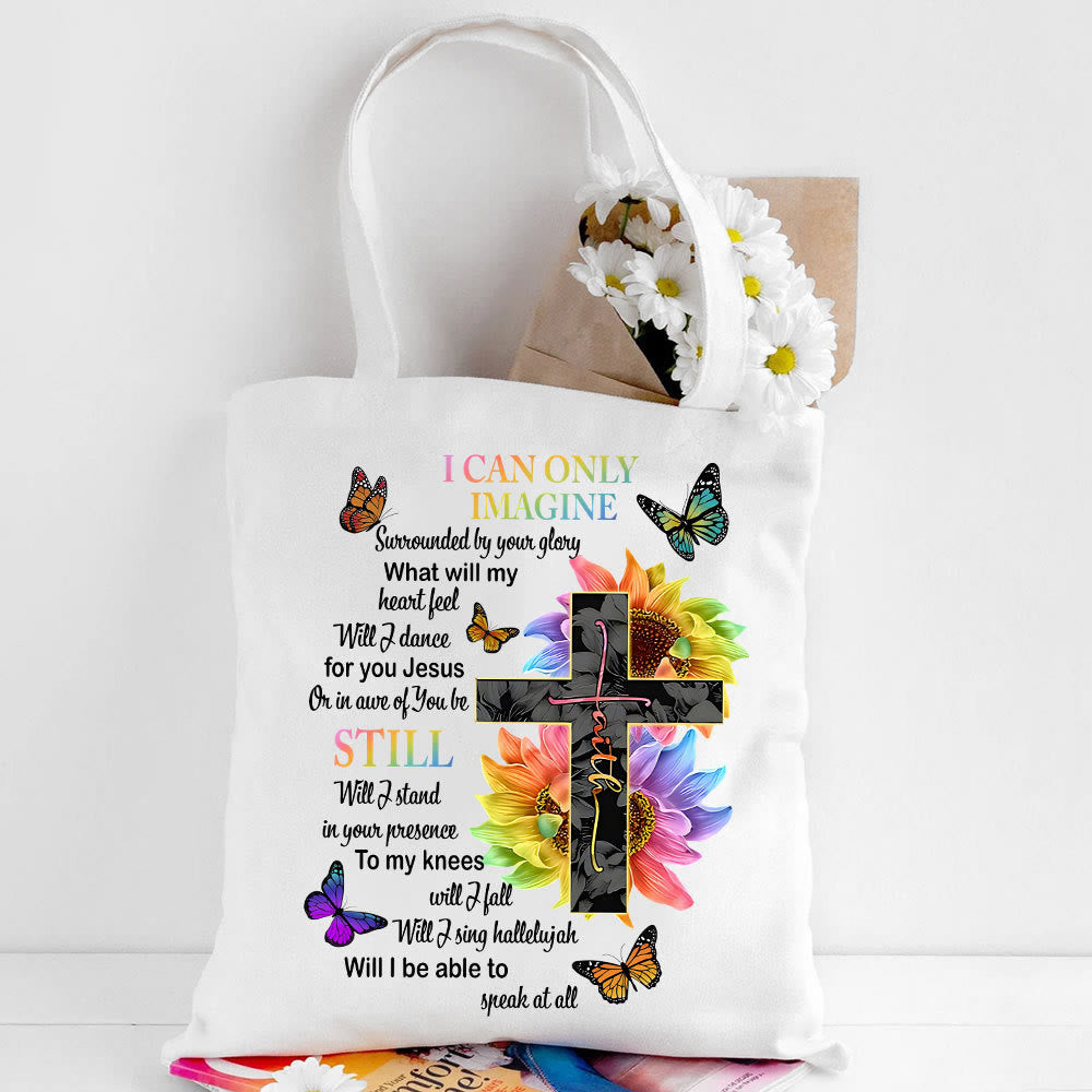 christiandiscipleshop I Can Only Imagine Christian Lyric Canvas Tote Bag