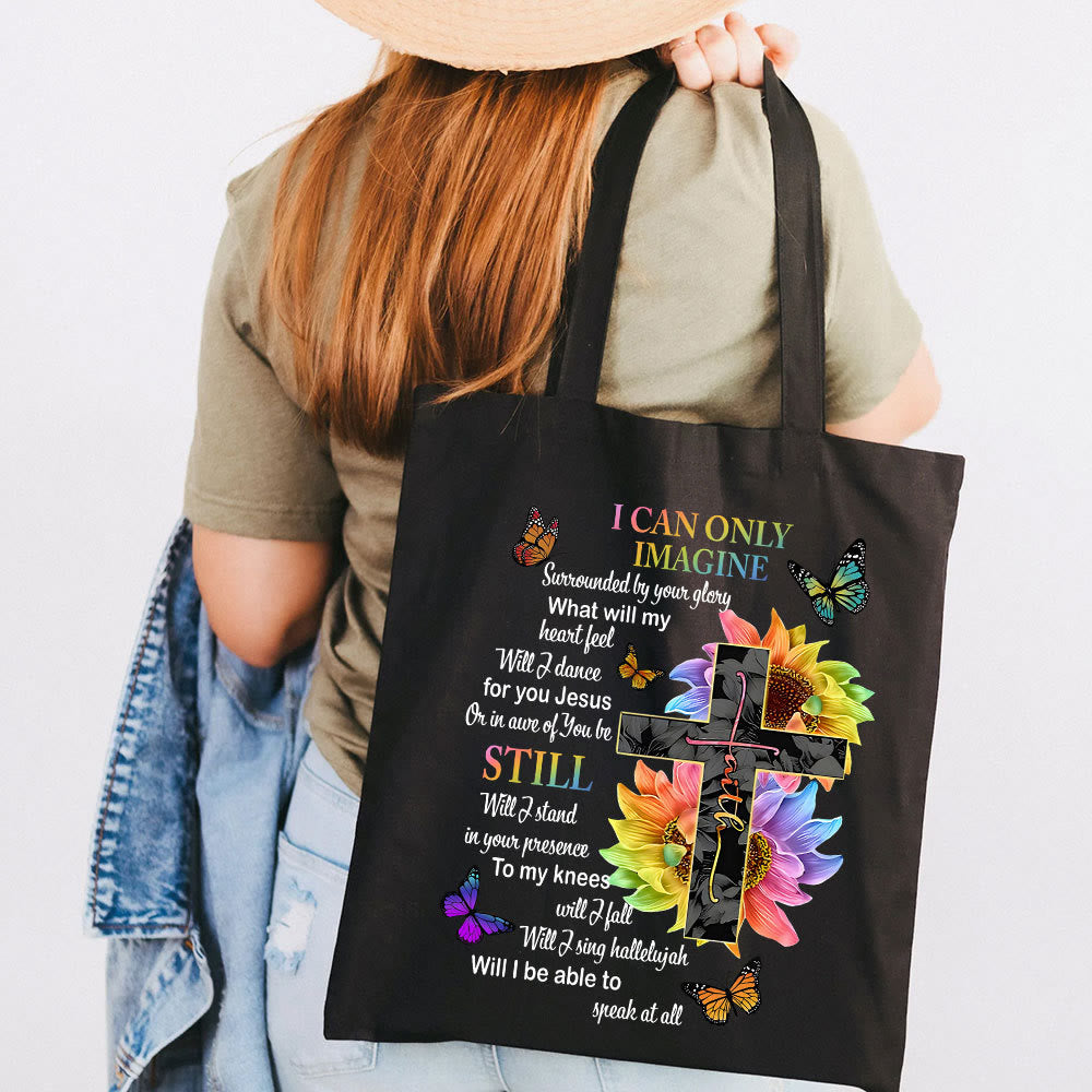 christiandiscipleshop I Can Only Imagine Christian Lyric Canvas Tote Bag