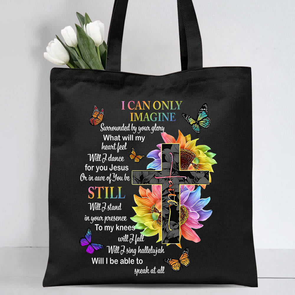 christiandiscipleshop I Can Only Imagine Christian Lyric Canvas Tote Bag