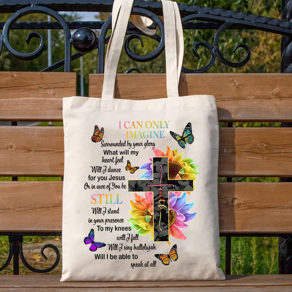 christiandiscipleshop I Can Only Imagine Christian Lyric Canvas Tote Bag