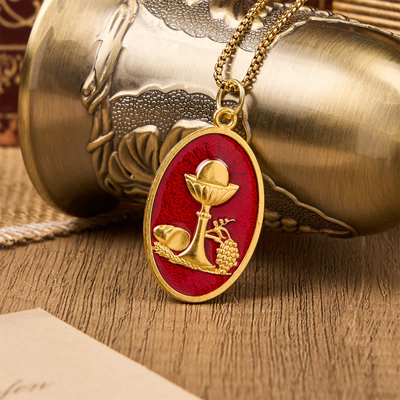 Christiandiscipleshop Red & Blue Eucharistic Chalice Necklace - Keep Your Faith Close