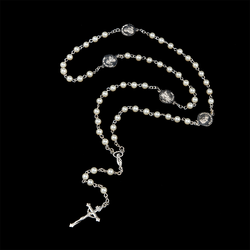 Christiandiscipleshop Crucifix & Our Lady of 8mm Pearl Prayer Beads Rosary (3 Colors)