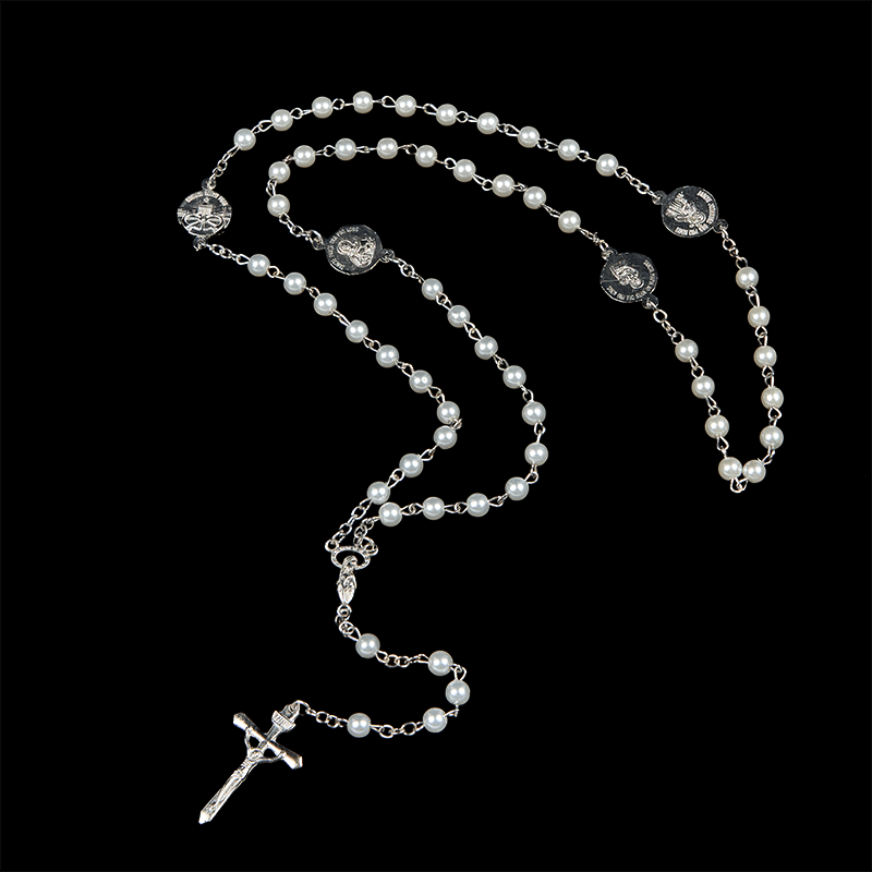 Christiandiscipleshop Crucifix & Our Lady of 8mm Pearl Prayer Beads Rosary (3 Colors)
