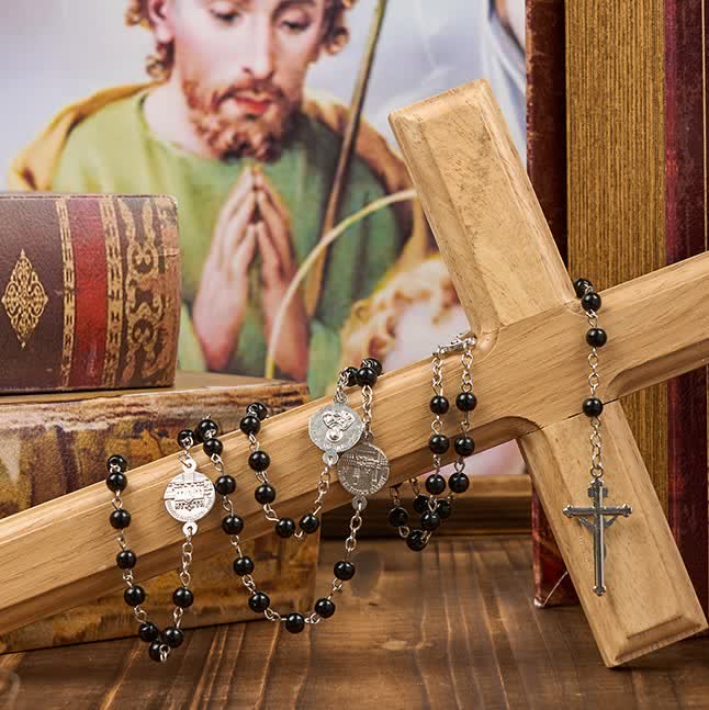 Christiandiscipleshop Crucifix & Our Lady of 8mm Pearl Prayer Beads Rosary (3 Colors)