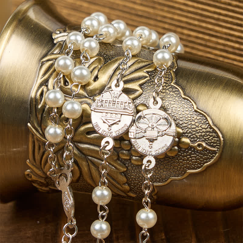 Christiandiscipleshop Crucifix & Our Lady of 8mm Pearl Prayer Beads Rosary (3 Colors)