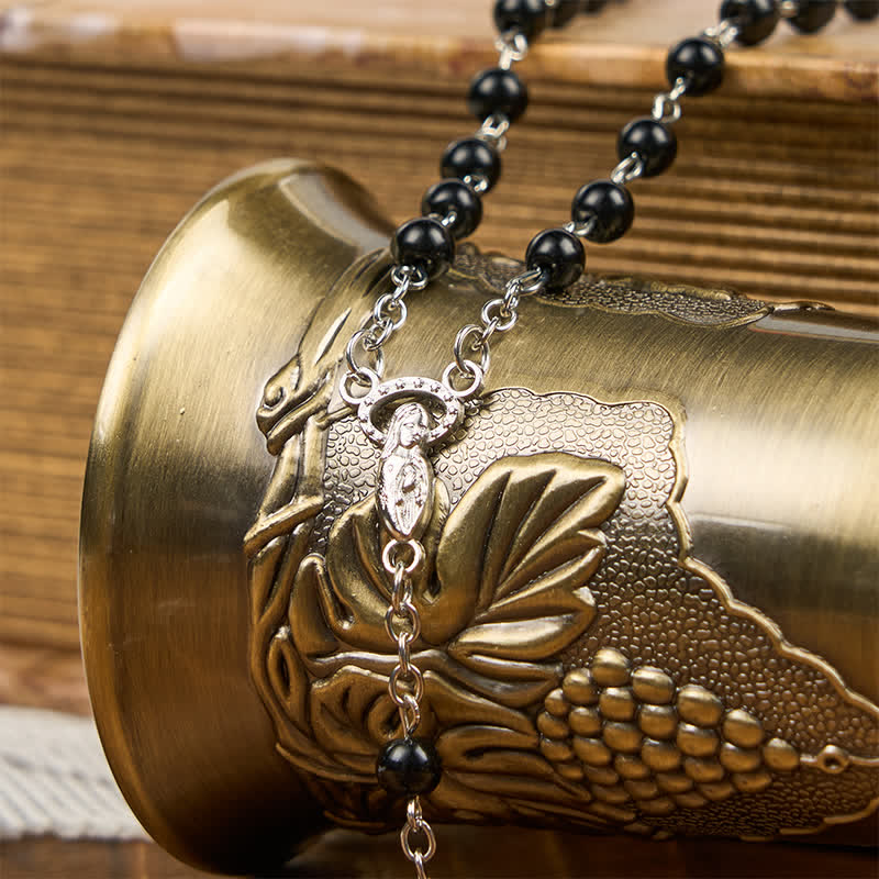 Christiandiscipleshop Crucifix & Our Lady of 8mm Pearl Prayer Beads Rosary (3 Colors)