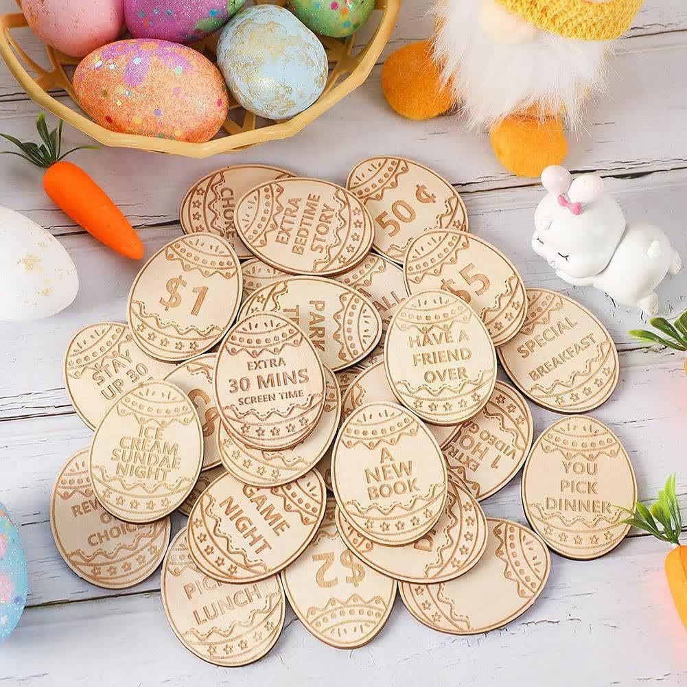 Christiandiscipleshop Easter Egg Rewards Set: 2pcs Colorful Shell with Wooden Prize Tokens