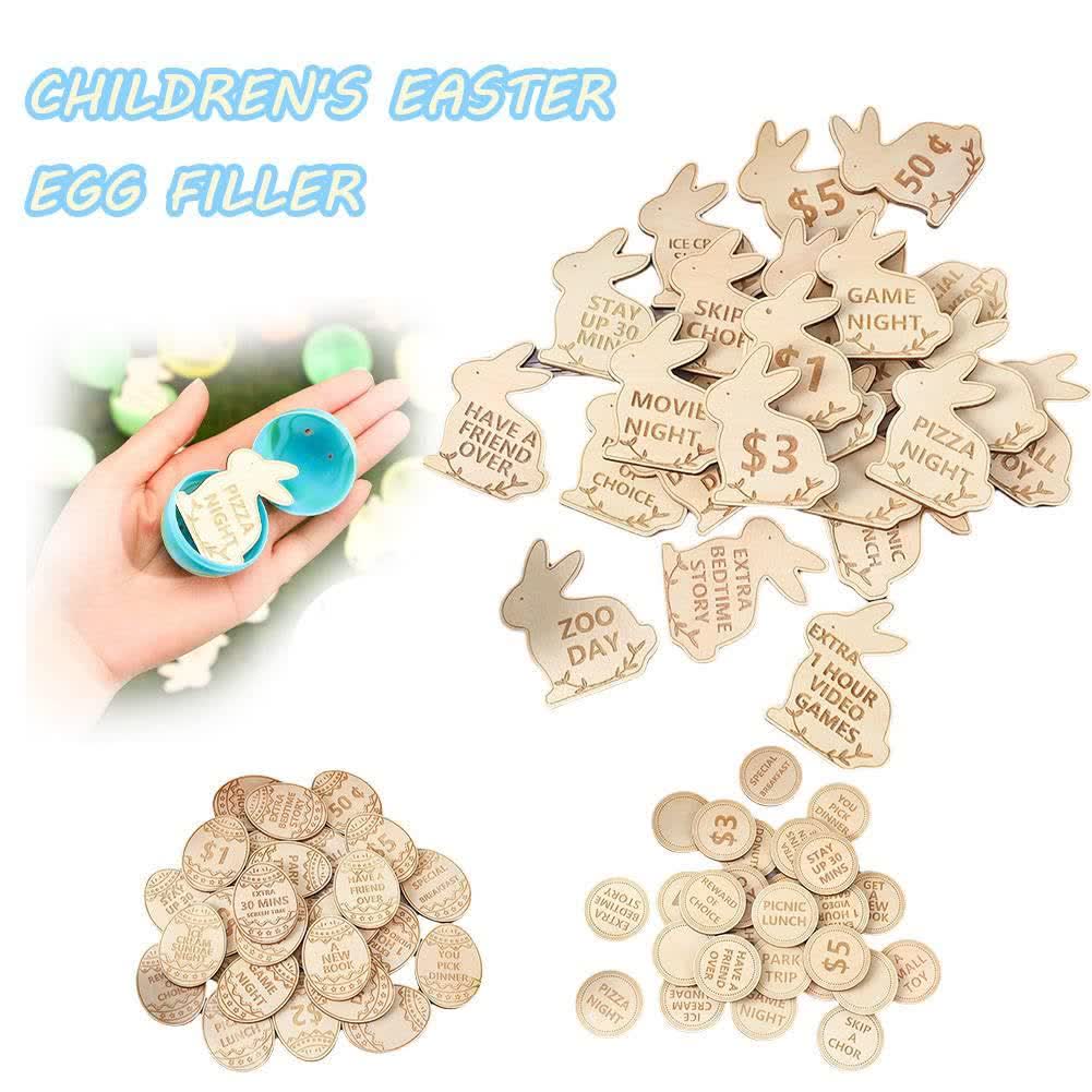 Christiandiscipleshop Easter Egg Rewards Set: 2pcs Colorful Shell with Wooden Prize Tokens