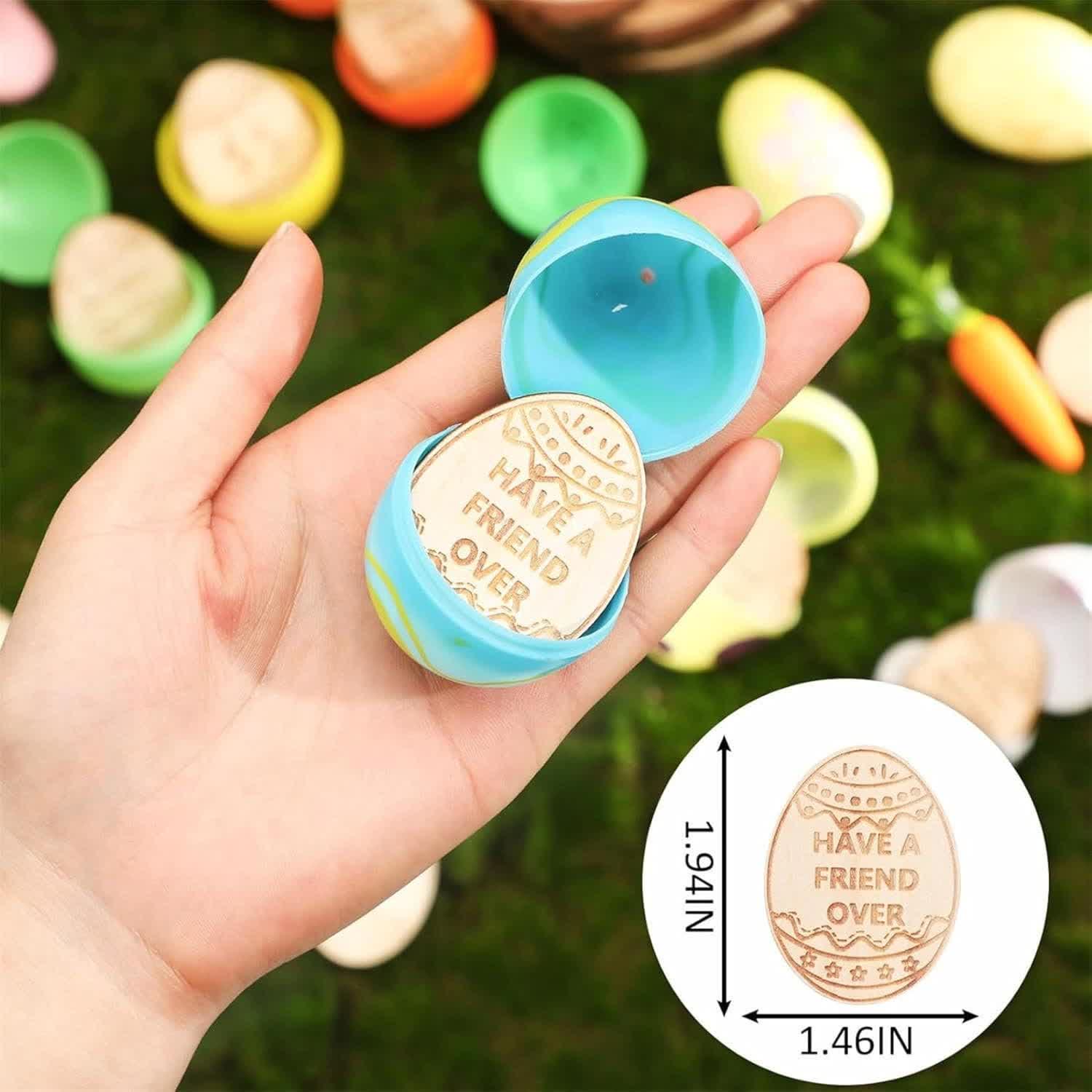 Christiandiscipleshop Easter Egg Rewards Set: 2pcs Colorful Shell with Wooden Prize Tokens
