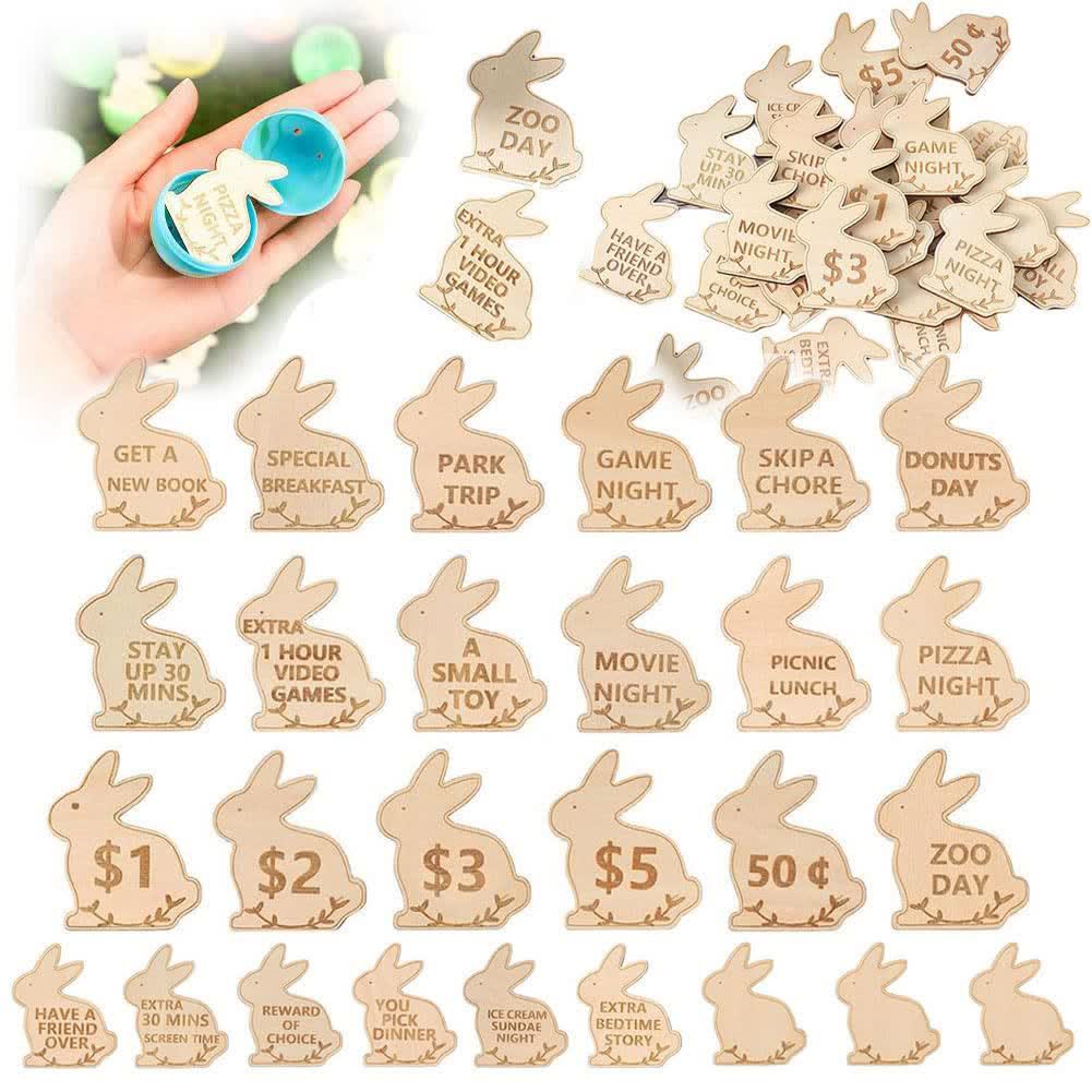 Christiandiscipleshop Easter Egg Rewards Set: 2pcs Colorful Shell with Wooden Prize Tokens