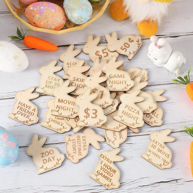 Christiandiscipleshop Easter Egg Rewards Set: 2pcs Colorful Shell with Wooden Prize Tokens