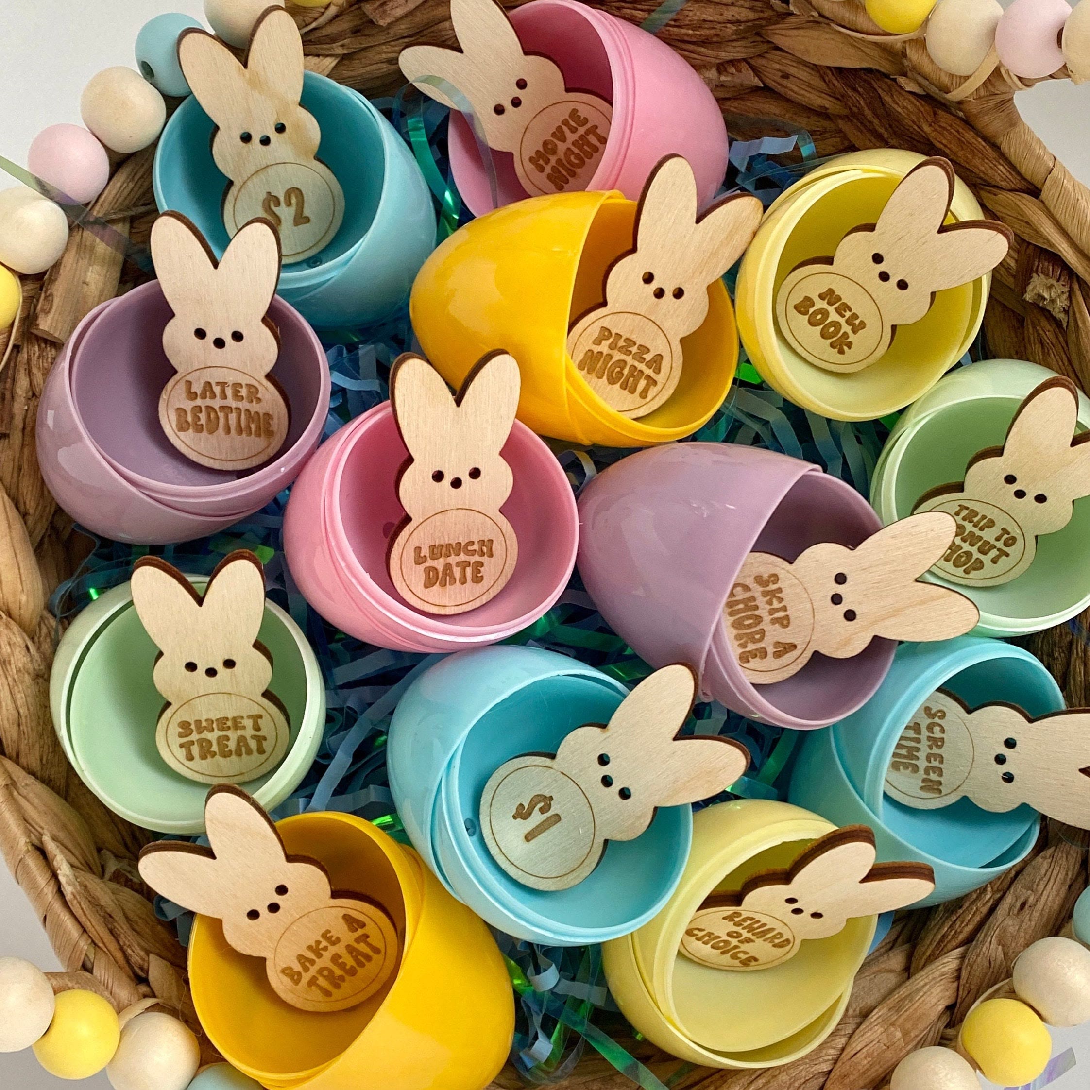 Christiandiscipleshop Easter Egg Filler - Engraved Bunny Shaped Easter Egg Filler Tokens with Activities