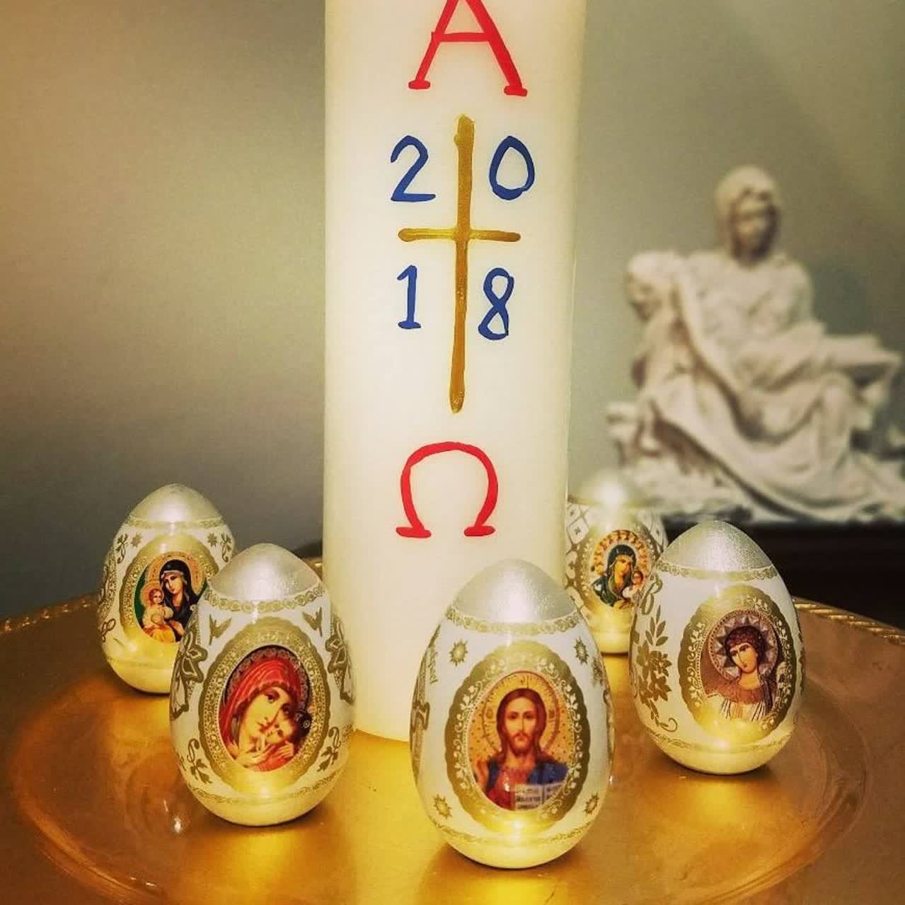 Christiandiscipleshop Easter Icon Egg Set: 6pcs Decorative Eggs with Iconic Designs