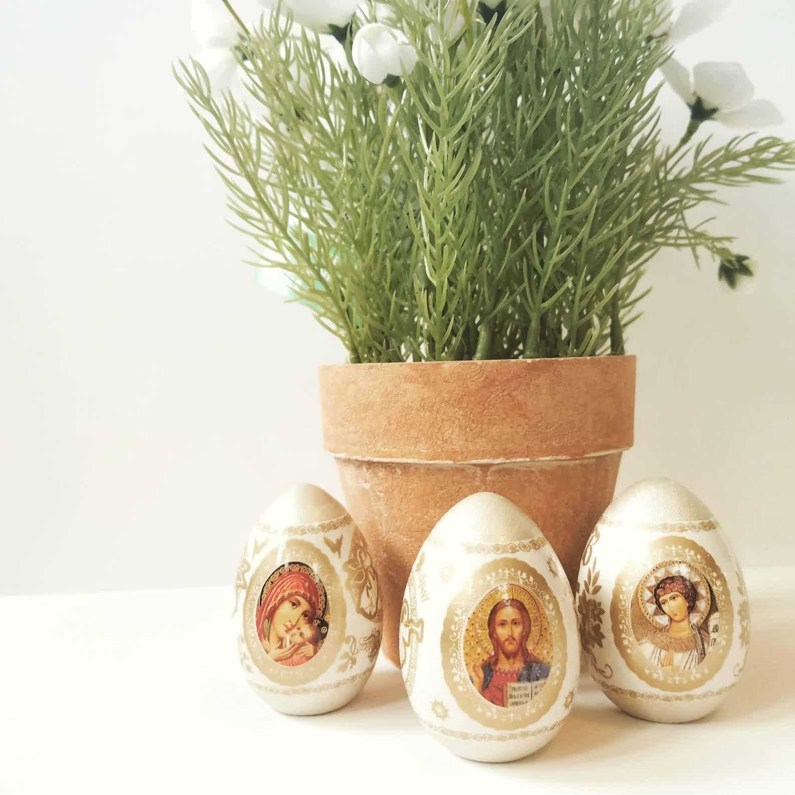 Christiandiscipleshop Easter Icon Egg Set: 6pcs Decorative Eggs with Iconic Designs