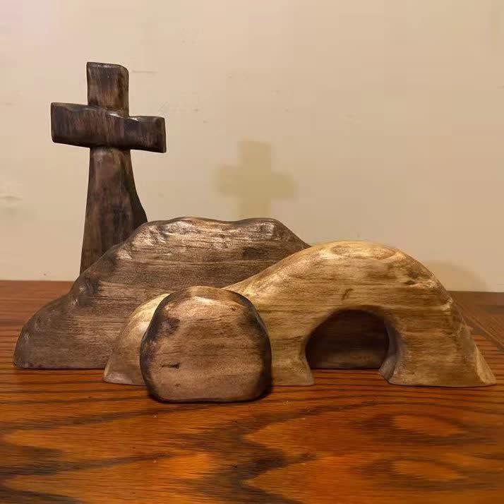 christiandiscipleshop He is Risen Wooden Empty Tomb Easter Ornament - Commemorate His Triumph