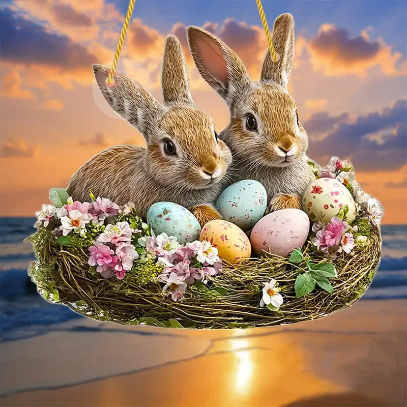 christiandiscipleshop Hop Into Easter Joy: Adorable Bunny Nest Hanging Ornaments