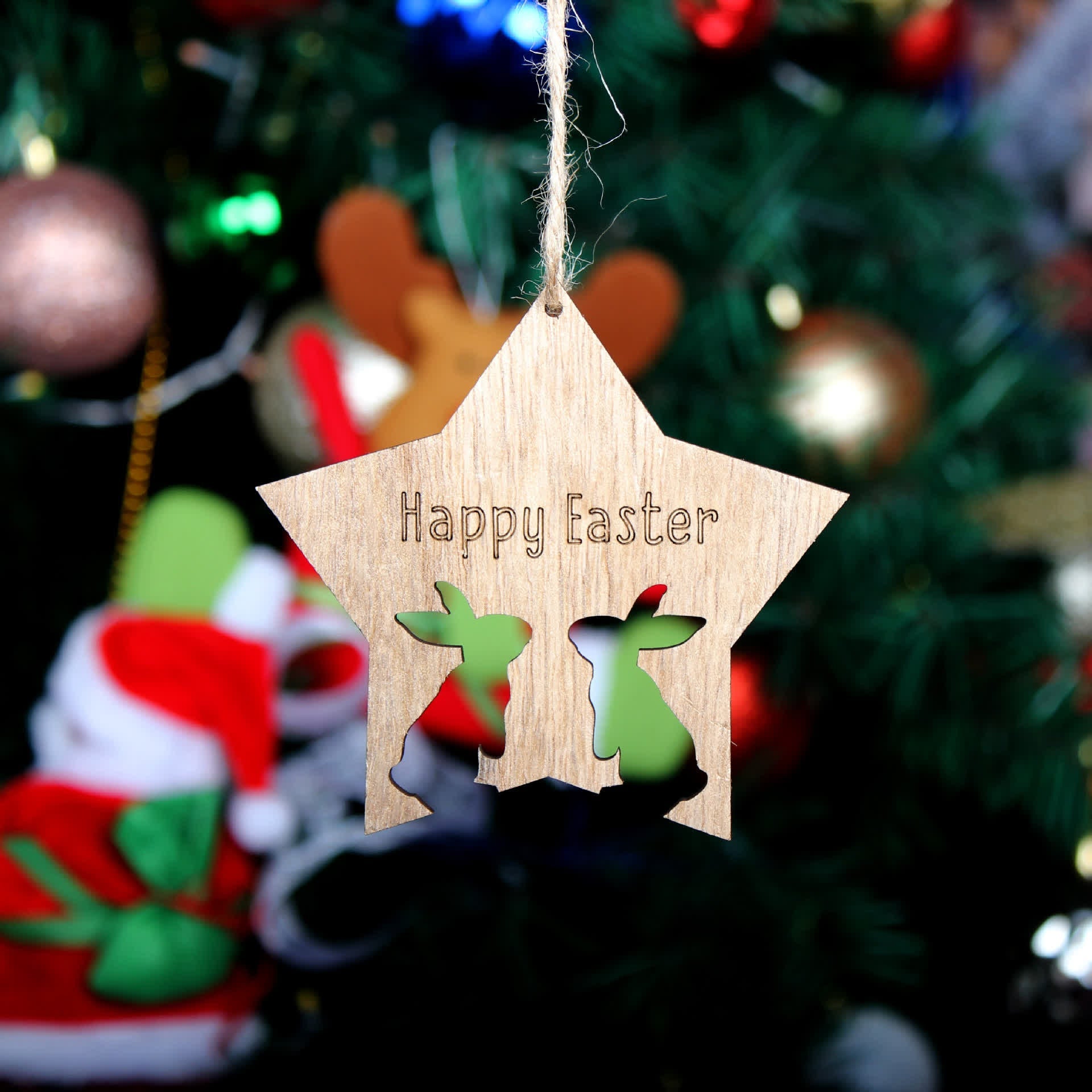 Christiandiscipleshop Rustic Easter Star: Bunny Silhouette Hanging Ornament