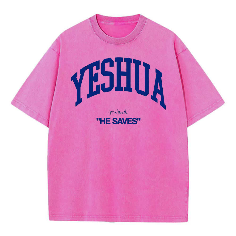 christiandiscipleshop Yeshua "He Saves" Washed T-Shirt