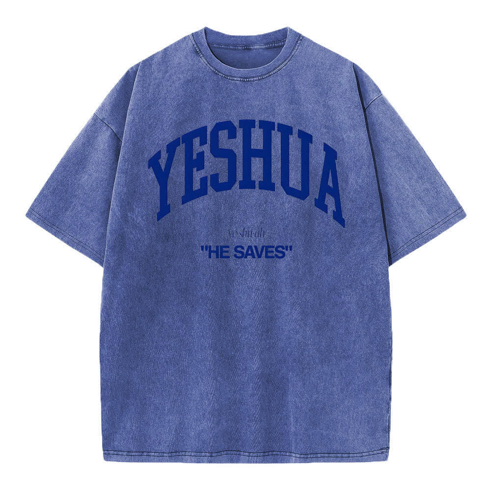 christiandiscipleshop Yeshua "He Saves" Washed T-Shirt