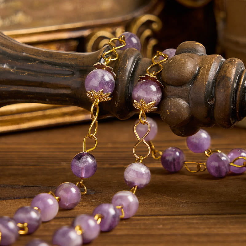 Christiandiscipleshop Our Lady of Guadalupe & Crucifix of 8mm Round Purple Crystal Rosary