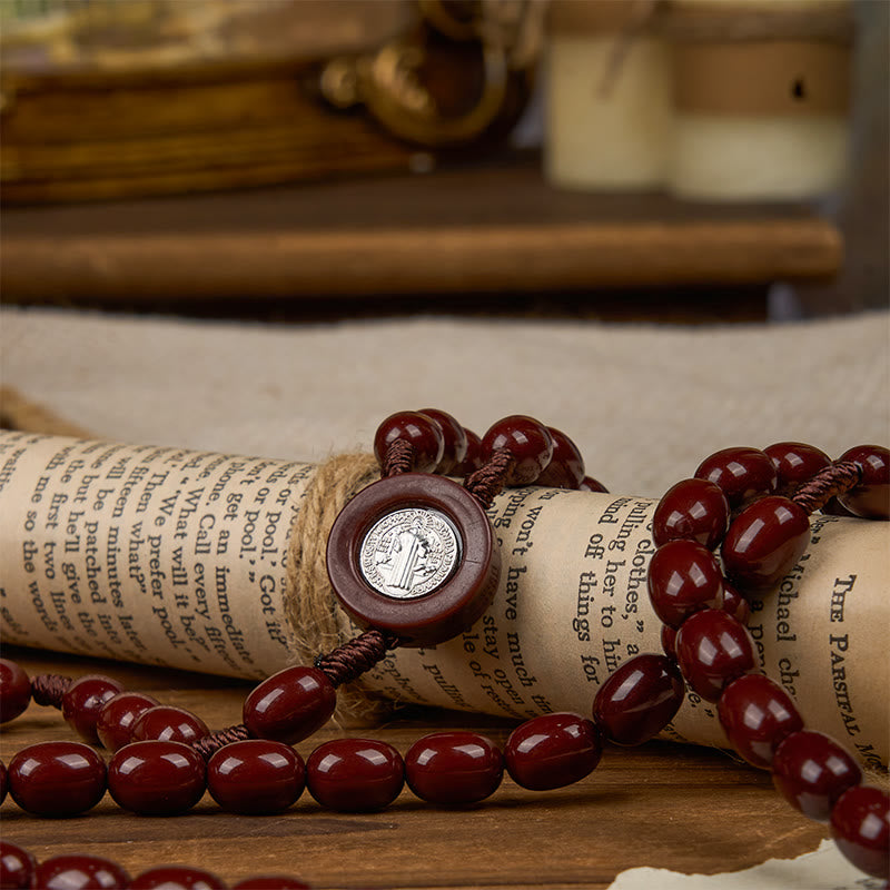 Christiandiscipleshop St. Benedict & Crucifix of 8*10mm Oval Bead Rosary - Three Timeless Colors