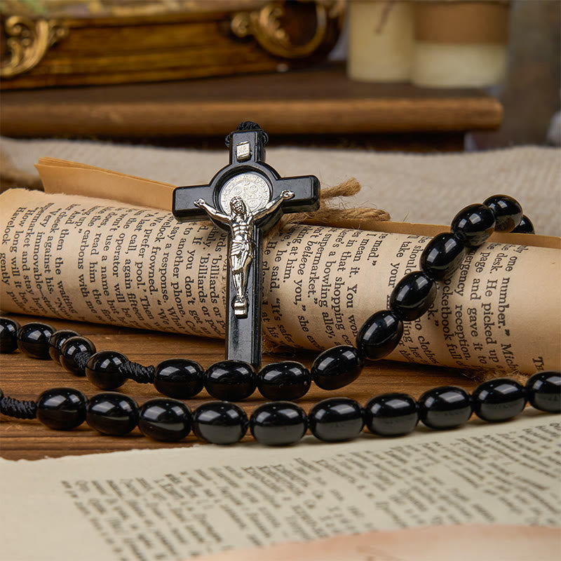 Christiandiscipleshop St. Benedict & Crucifix of 8*10mm Oval Bead Rosary - Three Timeless Colors