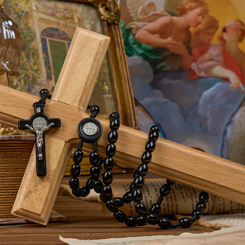Christiandiscipleshop St. Benedict & Crucifix of 8*10mm Oval Bead Rosary - Three Timeless Colors