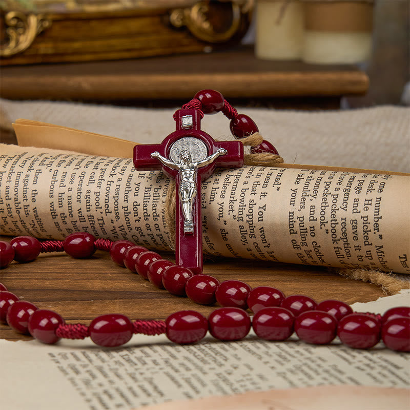 Christiandiscipleshop St. Benedict & Crucifix of 8*10mm Oval Bead Rosary - Three Timeless Colors