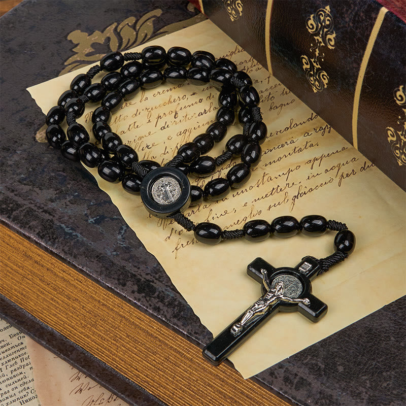 Christiandiscipleshop St. Benedict & Crucifix of 8*10mm Oval Bead Rosary - Three Timeless Colors
