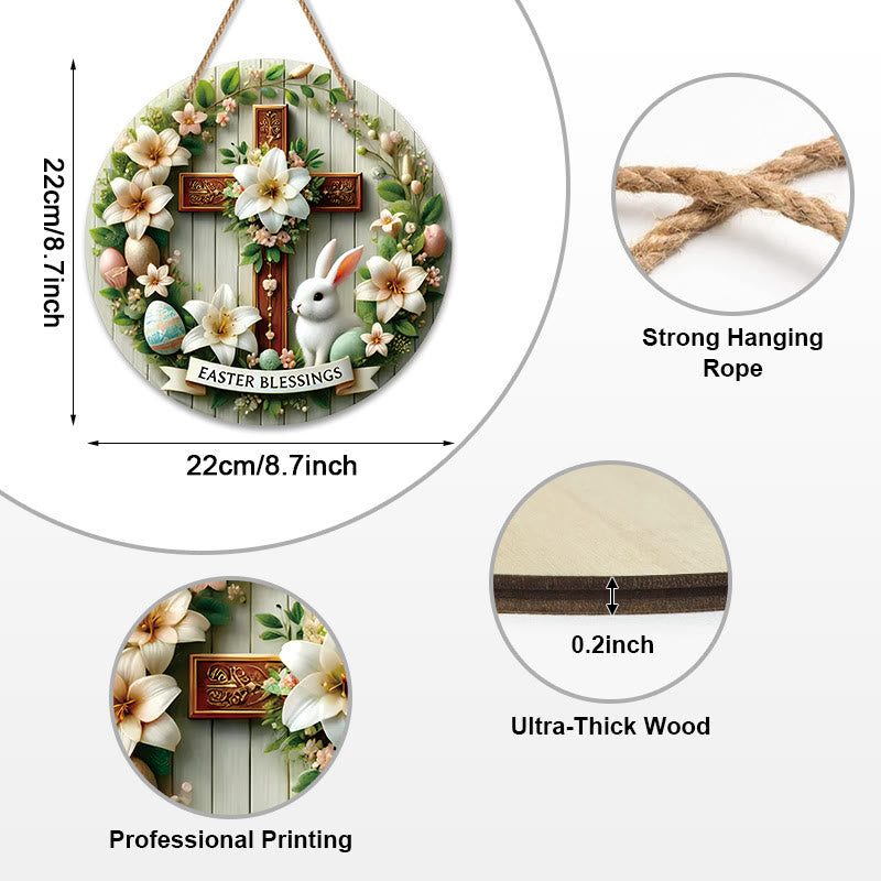 Christiandiscipleshop Easter Blessing Floral Garden Cross Wooden Hanging Ornament