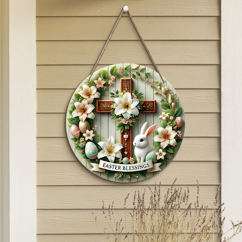 Christiandiscipleshop Easter Blessing Floral Garden Cross Wooden Hanging Ornament