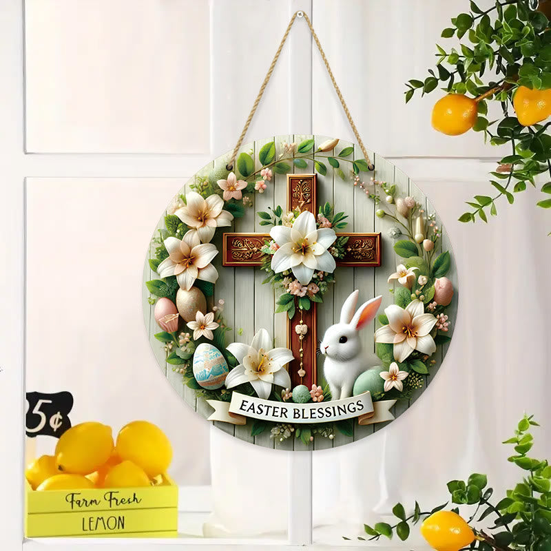 Christiandiscipleshop Easter Blessing Floral Garden Cross Wooden Hanging Ornament