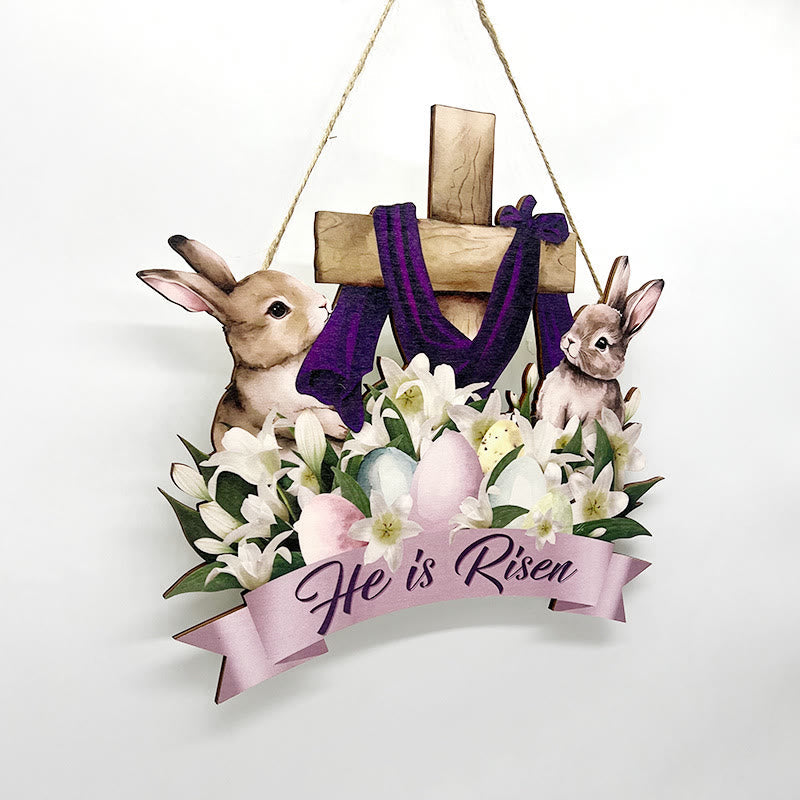 christiandiscipleshop He is Risen Easter Bunny Home Hanging Pendant Ornament