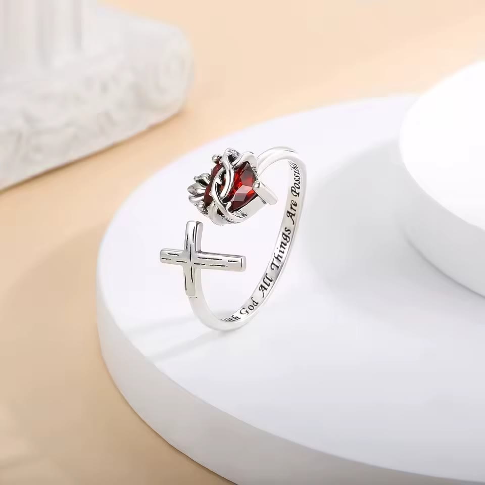 Christiandiscipleshop Sacred Heart of Jesus Ring: With God All Things Are Possible