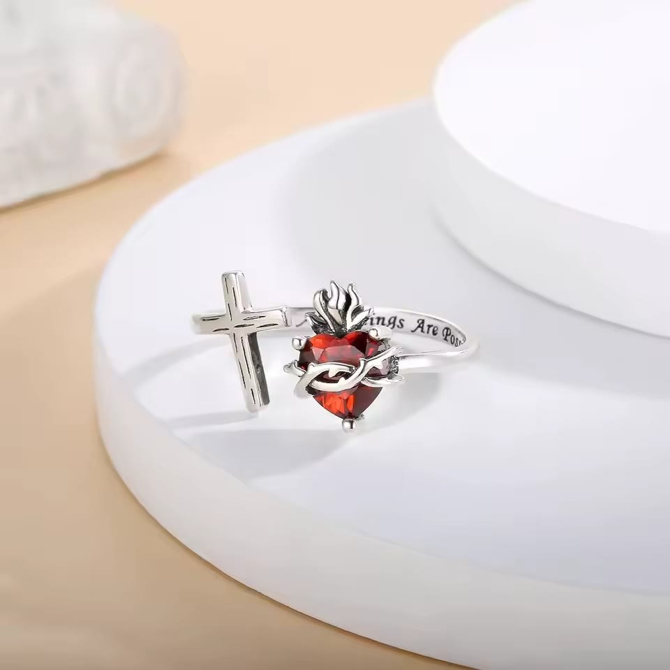 Christiandiscipleshop Sacred Heart of Jesus Ring: With God All Things Are Possible