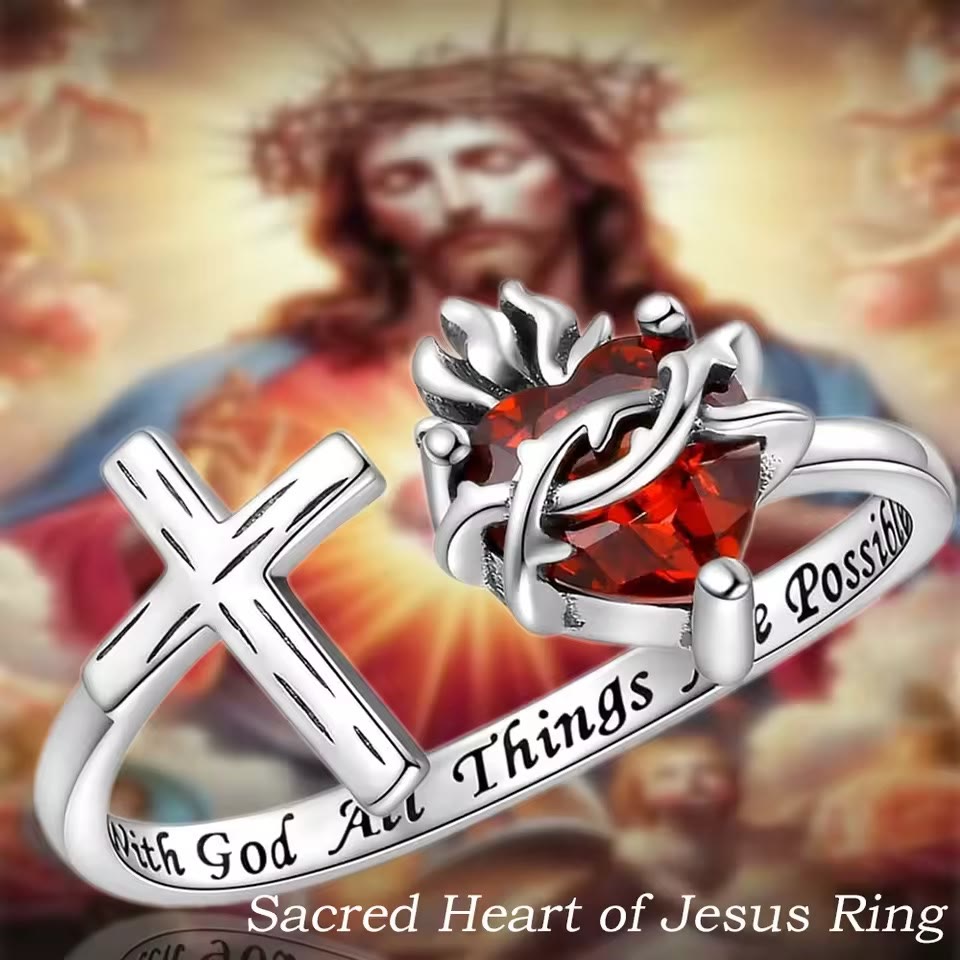 Christiandiscipleshop Sacred Heart of Jesus Ring: With God All Things Are Possible