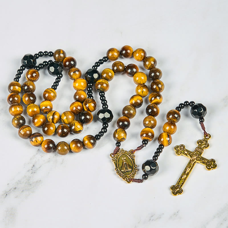 christiandiscipleshop Handcrafted Tiger's Eye Rosary - A Timeless Design of Elegance and Spiritual Strength
