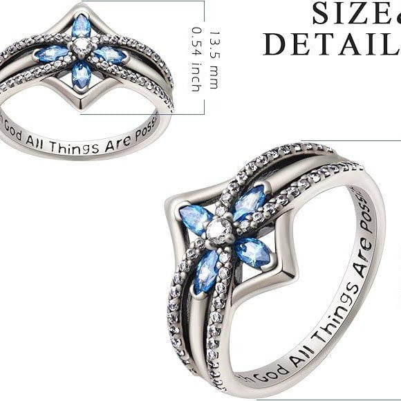 Christiandiscipleshop Crafted Blue Gemstones Cross Ring: With God All Things Are Possible