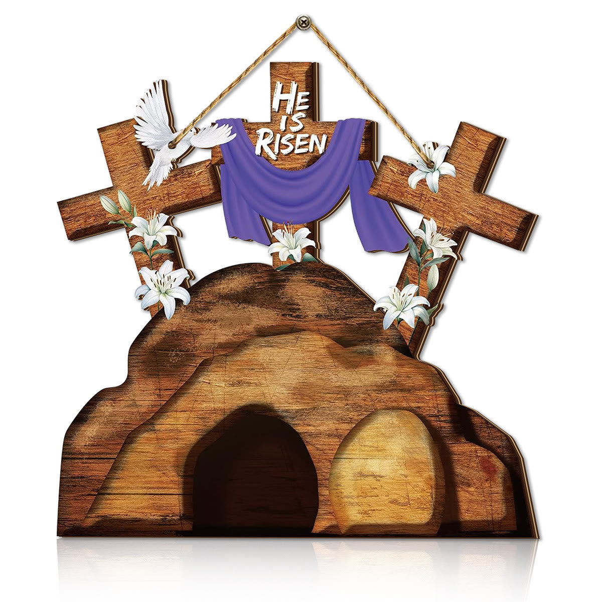 christiandiscipleshop Wooden Cross Easter Ornament - Celebrate the Resurrection