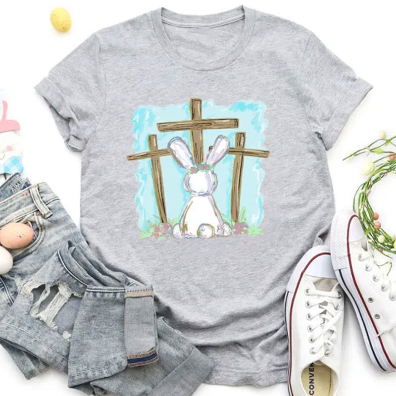Christiandiscipleshop Foil Bunny With Crosses Christian T-Shirt
